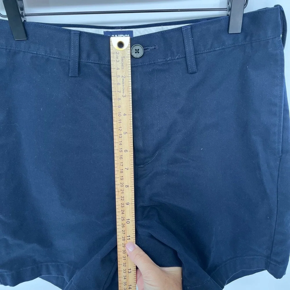 Lands' End Chino Shorts Mens 33 Navy Blue Traditional Fit Cotton Casual Preppy